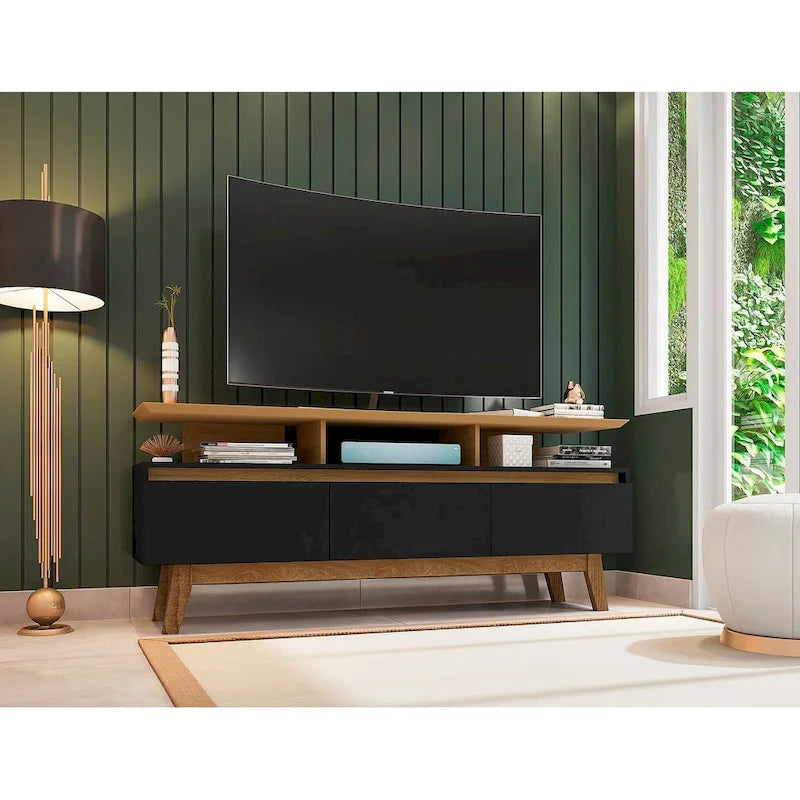 Meuble TV de 63 po de style Mid-Century Modern, plusieurs couleurs, convient aux téléviseurs jusqu'à 60 po