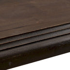 Table à manger rectangulaire en bois de manguier massif avec pied central et bord tombant, marron vieilli, pour 10 à 12 personnes