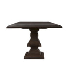 Table à manger rectangulaire en bois de manguier massif avec pied central et bord tombant, marron vieilli, pour 10 à 12 personnes
