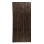 Table à manger rectangulaire en bois de manguier massif avec pied central et bord tombant, marron vieilli, pour 10 à 12 personnes
