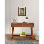 Console de style moderne du milieu du siècle avec 2 tiroirs doublés de feutre, Noyer / Marron / Blanc / Noir