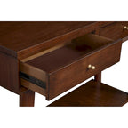 Console de style moderne du milieu du siècle avec 2 tiroirs doublés de feutre, Noyer / Marron / Blanc / Noir