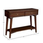 Console de style moderne du milieu du siècle avec 2 tiroirs doublés de feutre, Noyer / Marron / Blanc / Noir