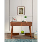 Console de style moderne du milieu du siècle avec 2 tiroirs doublés de feutre, Noyer / Marron / Blanc / Noir