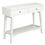 Console de style moderne du milieu du siècle avec 2 tiroirs doublés de feutre, Noyer / Marron / Blanc / Noir