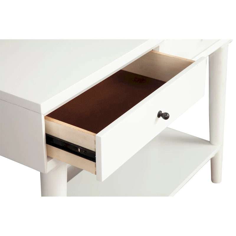 Console de style moderne du milieu du siècle avec 2 tiroirs doublés de feutre, Noyer / Marron / Blanc / Noir