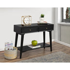 Console de style moderne du milieu du siècle avec 2 tiroirs doublés de feutre, Noyer / Marron / Blanc / Noir