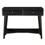 Console de style moderne du milieu du siècle avec 2 tiroirs doublés de feutre, Noyer / Marron / Blanc / Noir