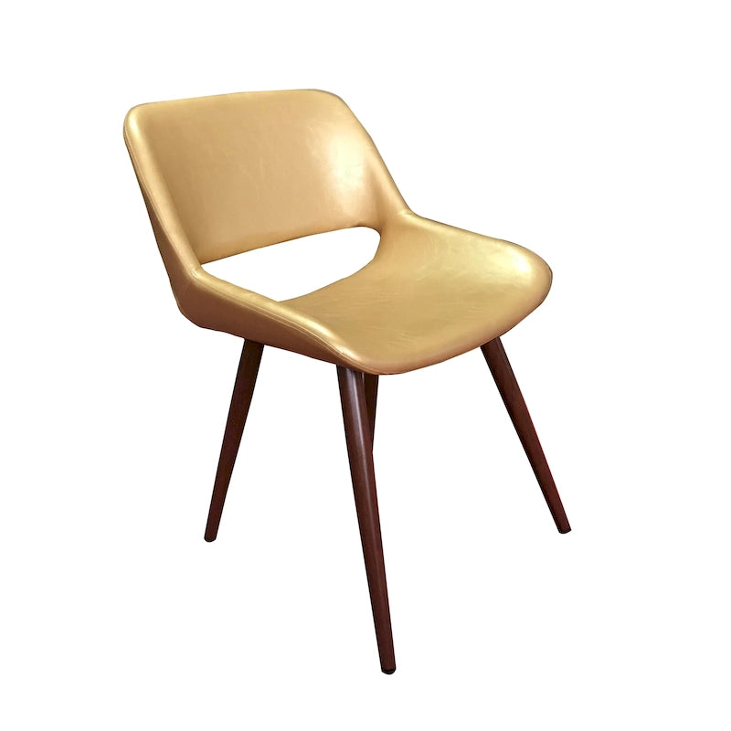 Chaise de salle à manger mi-siècle en similicuir avec pieds en métal imitation bois, noir / sable du désert / vert / jaune, à l'unité