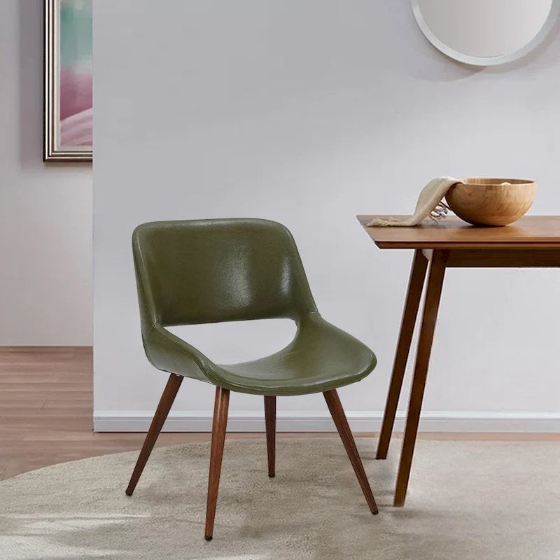 Chaise de salle à manger mi-siècle en similicuir avec pieds en métal imitation bois, noir / sable du désert / vert / jaune, à l'unité