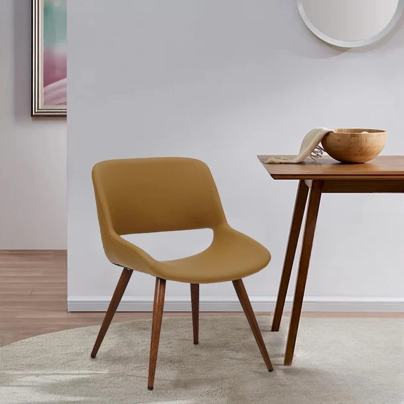 Chaise de salle à manger mi-siècle en similicuir avec pieds en métal imitation bois, noir / sable du désert / vert / jaune, à l'unité