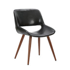 Chaise de salle à manger mi-siècle en similicuir avec pieds en métal imitation bois, noir / sable du désert / vert / jaune, à l'unité