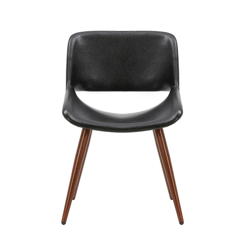 Chaise de salle à manger mi-siècle en similicuir avec pieds en métal imitation bois, noir / sable du désert / vert / jaune, à l'unité