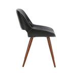 Chaise de salle à manger mi-siècle en similicuir avec pieds en métal imitation bois, noir / sable du désert / vert / jaune, à l'unité