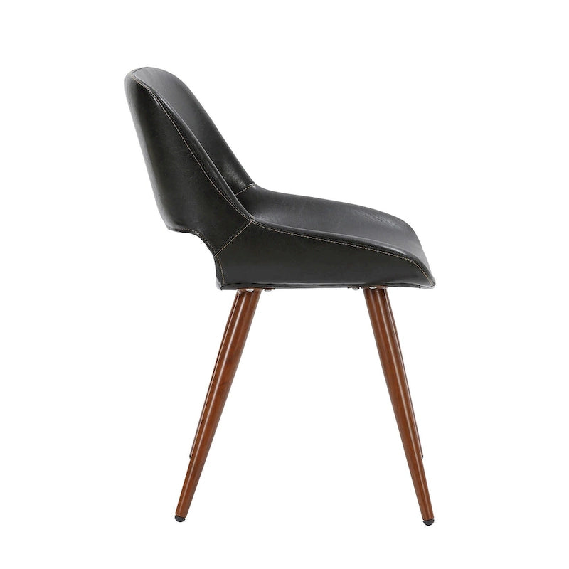Chaise de salle à manger mi-siècle en similicuir avec pieds en métal imitation bois, noir / sable du désert / vert / jaune, à l'unité