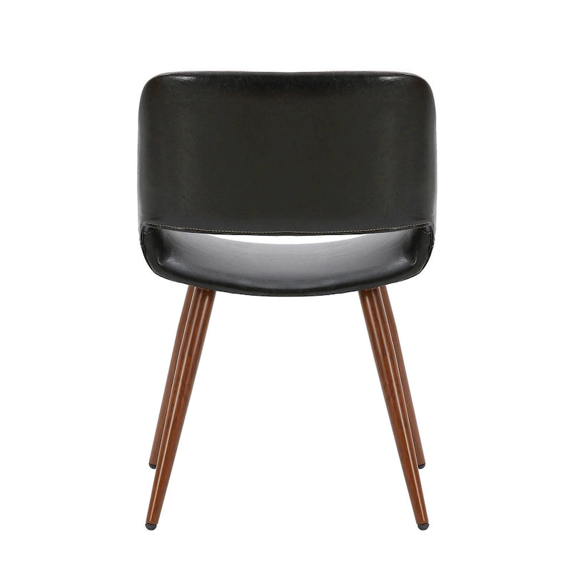 Chaise de salle à manger mi-siècle en similicuir avec pieds en métal imitation bois, noir / sable du désert / vert / jaune, à l'unité