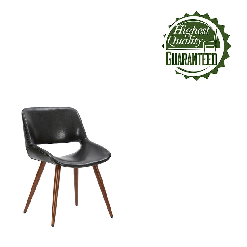 Chaise de salle à manger mi-siècle en similicuir avec pieds en métal imitation bois, noir / sable du désert / vert / jaune, à l'unité