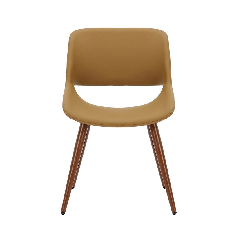 Chaise de salle à manger mi-siècle en similicuir avec pieds en métal imitation bois, noir / sable du désert / vert / jaune, à l'unité