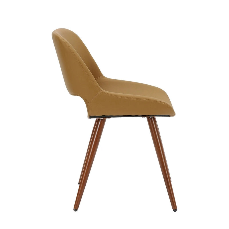 Chaise de salle à manger mi-siècle en similicuir avec pieds en métal imitation bois, noir / sable du désert / vert / jaune, à l'unité
