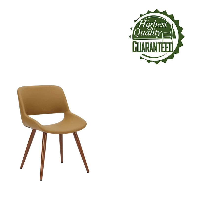 Chaise de salle à manger mi-siècle en similicuir avec pieds en métal imitation bois, noir / sable du désert / vert / jaune, à l'unité