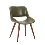 Chaise de salle à manger mi-siècle en similicuir avec pieds en métal imitation bois, noir / sable du désert / vert / jaune, à l'unité