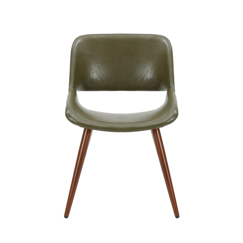 Chaise de salle à manger mi-siècle en similicuir avec pieds en métal imitation bois, noir / sable du désert / vert / jaune, à l'unité