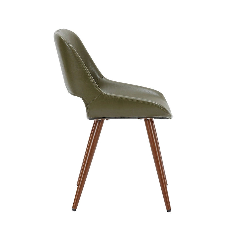 Chaise de salle à manger mi-siècle en similicuir avec pieds en métal imitation bois, noir / sable du désert / vert / jaune, à l'unité