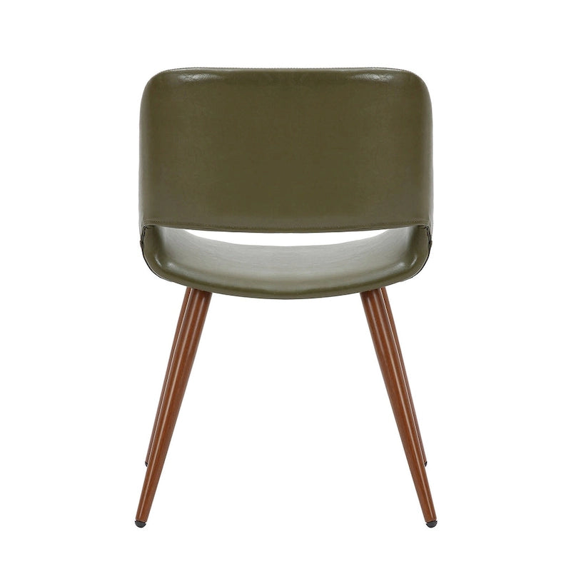 Chaise de salle à manger mi-siècle en similicuir avec pieds en métal imitation bois, noir / sable du désert / vert / jaune, à l'unité
