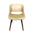 Chaise de salle à manger mi-siècle en similicuir avec pieds en métal imitation bois, noir / sable du désert / vert / jaune, à l'unité