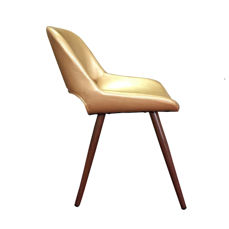 Chaise de salle à manger mi-siècle en similicuir avec pieds en métal imitation bois, noir / sable du désert / vert / jaune, à l'unité