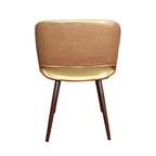Chaise de salle à manger mi-siècle en similicuir avec pieds en métal imitation bois, noir / sable du désert / vert / jaune, à l'unité