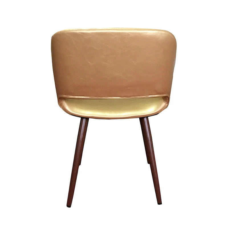 Chaise de salle à manger mi-siècle en similicuir avec pieds en métal imitation bois, noir / sable du désert / vert / jaune, à l'unité