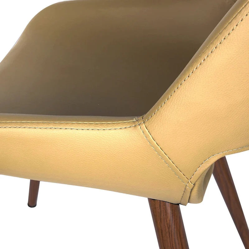 Chaise de salle à manger mi-siècle en similicuir avec pieds en métal imitation bois, noir / sable du désert / vert / jaune, à l'unité