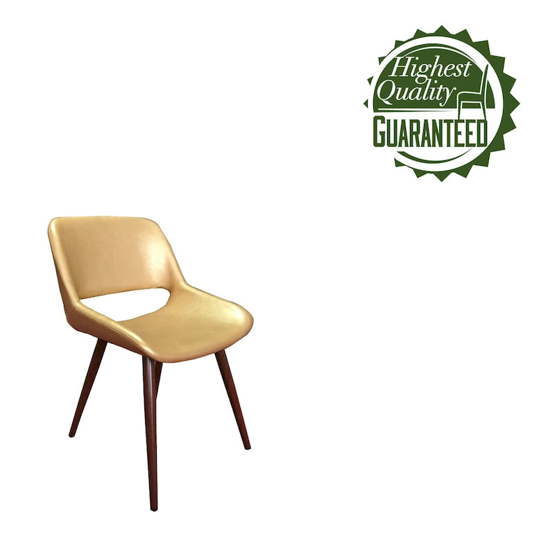 Chaise de salle à manger mi-siècle en similicuir avec pieds en métal imitation bois, noir / sable du désert / vert / jaune, à l'unité