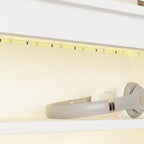 Tête de lit bibliothèque en bois 65" avec lumière LED, avec / sans prise de courant
