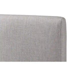 Lit plateforme rembourré Queen avec plinthe en bois, Boucle crème / Tissu gris