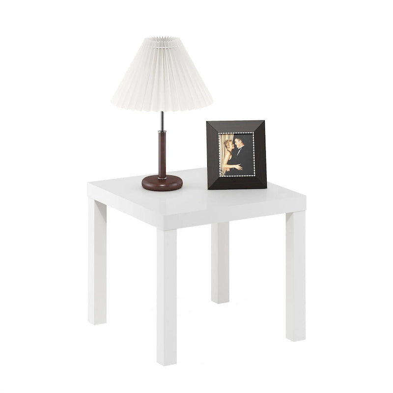 Table d'appoint carrée avec étagère de rangement, noir/blanc