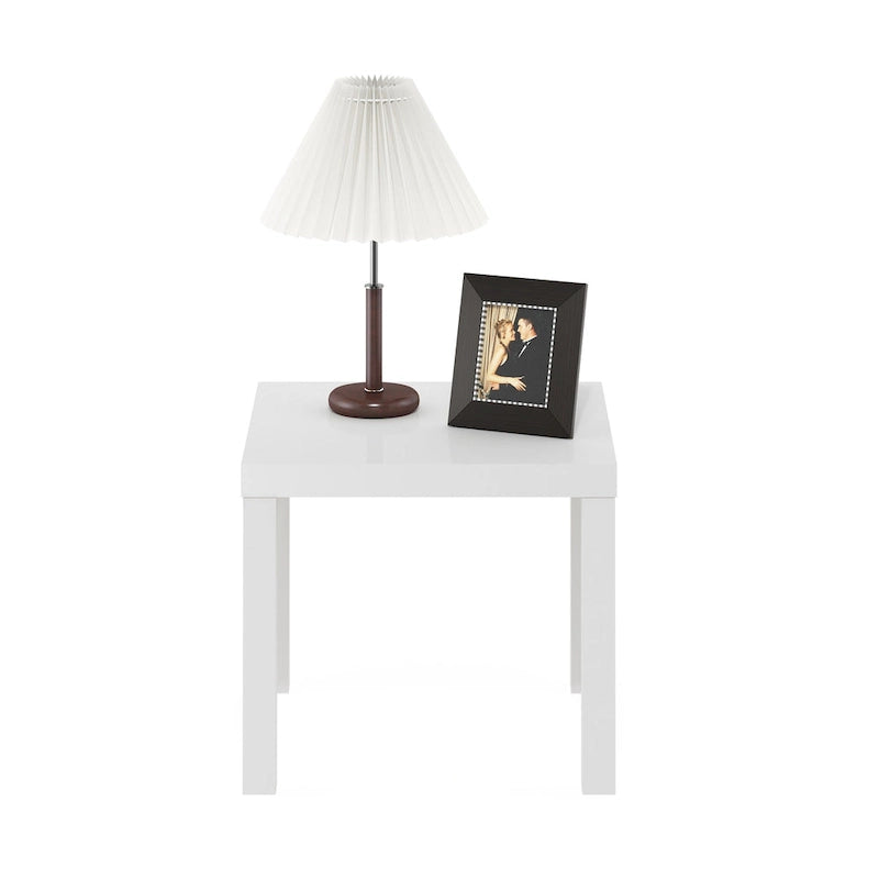 Table d'appoint carrée avec étagère de rangement, noir/blanc