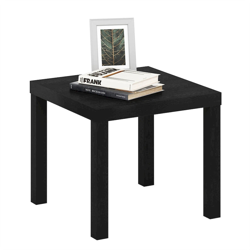 Table d'appoint carrée avec étagère de rangement, noir/blanc