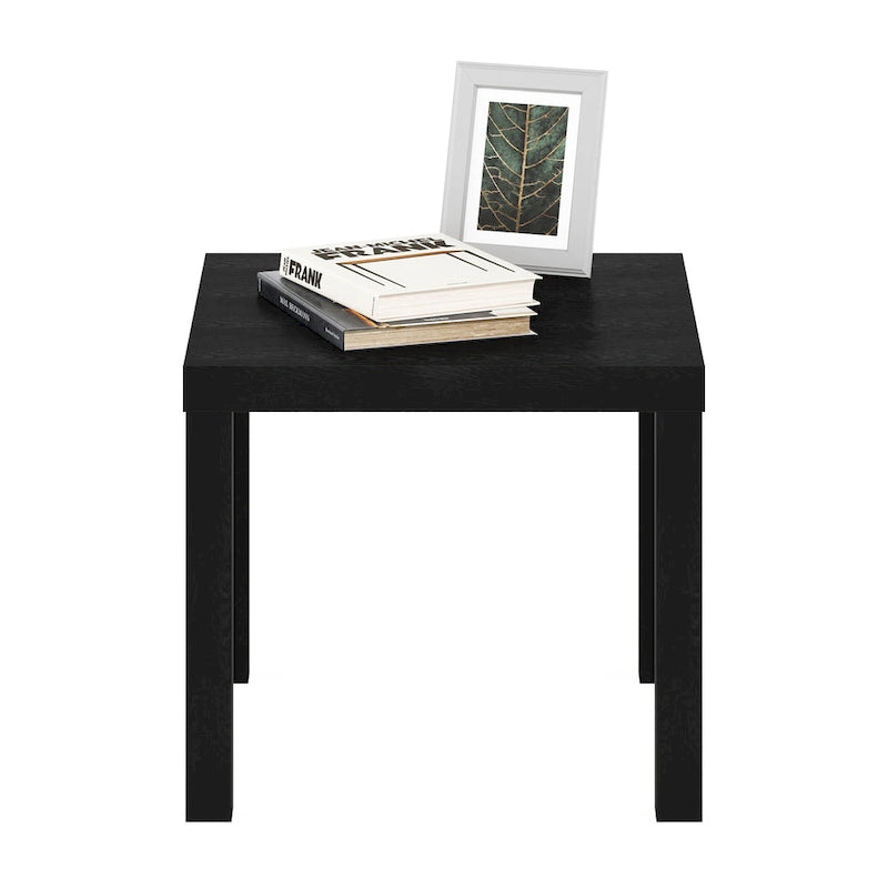 Table d'appoint carrée avec étagère de rangement, noir/blanc