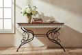 Console en bois rustique et fer de 46 po, brun/crème/noir