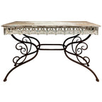 A&B Home Wood and Iron Console Table - Brown/Cream/Black