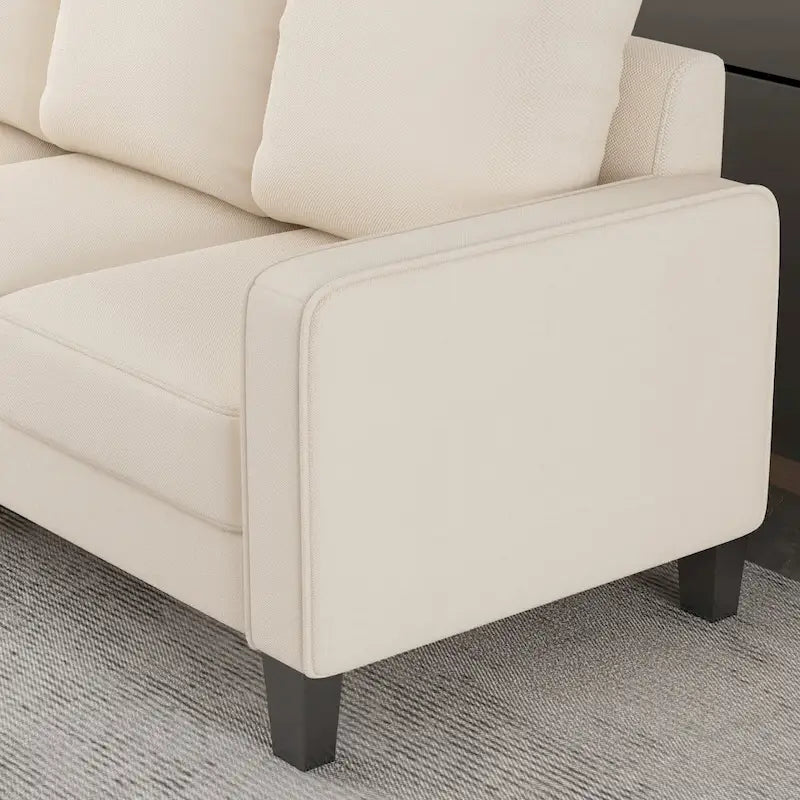 Canapé en tissu moderne avec rangement sous l'assise, beige, 3 places