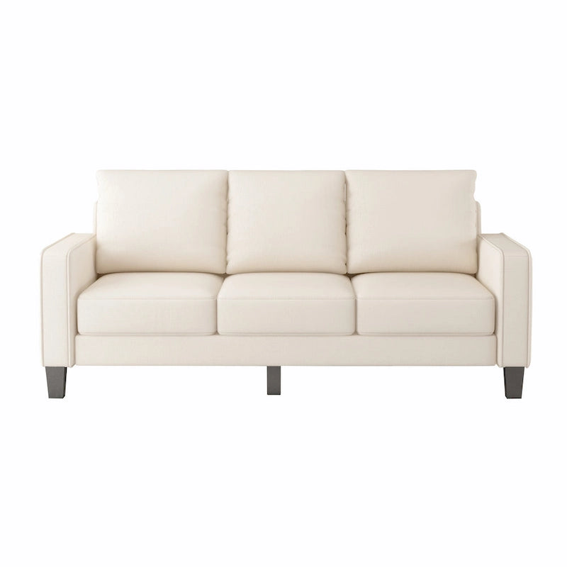 Canapé en tissu moderne avec rangement sous l'assise, beige, 3 places