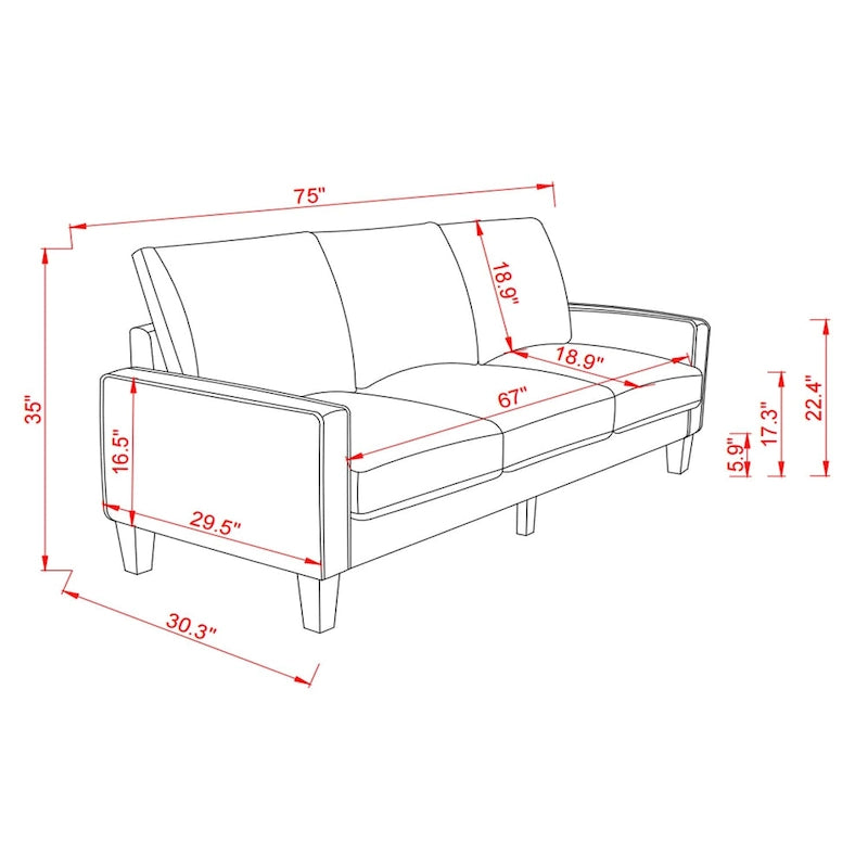 Canapé en tissu moderne avec rangement sous l'assise, beige, 3 places