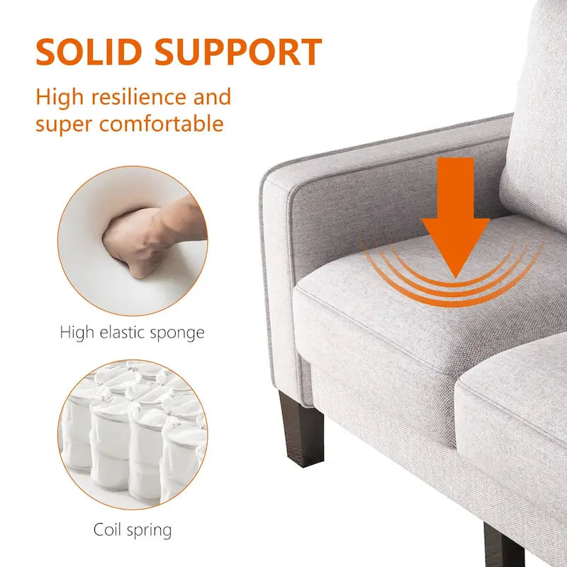 Canapé en tissu moderne avec rangement sous l'assise, beige, 3 places
