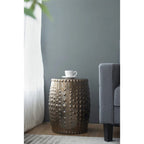 Tabouret de jardin en céramique 45 cm avec motif en relief, bronze/marron, intérieur et extérieur