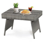 Table d'appoint d'extérieur pliante en rotin, marron, 61 cm (L) x 41 cm (l) x 41 cm (H)