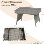 Table d'appoint d'extérieur pliante en rotin, marron, 61 cm (L) x 41 cm (l) x 41 cm (H)