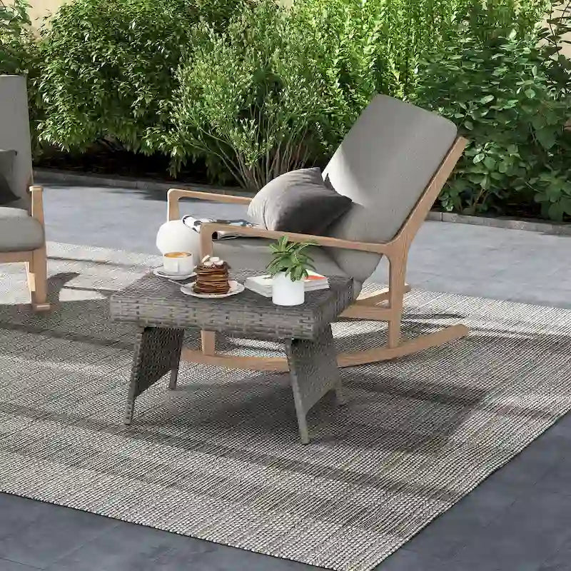 Table d'appoint d'extérieur pliante en rotin, marron, 61 cm (L) x 41 cm (l) x 41 cm (H)